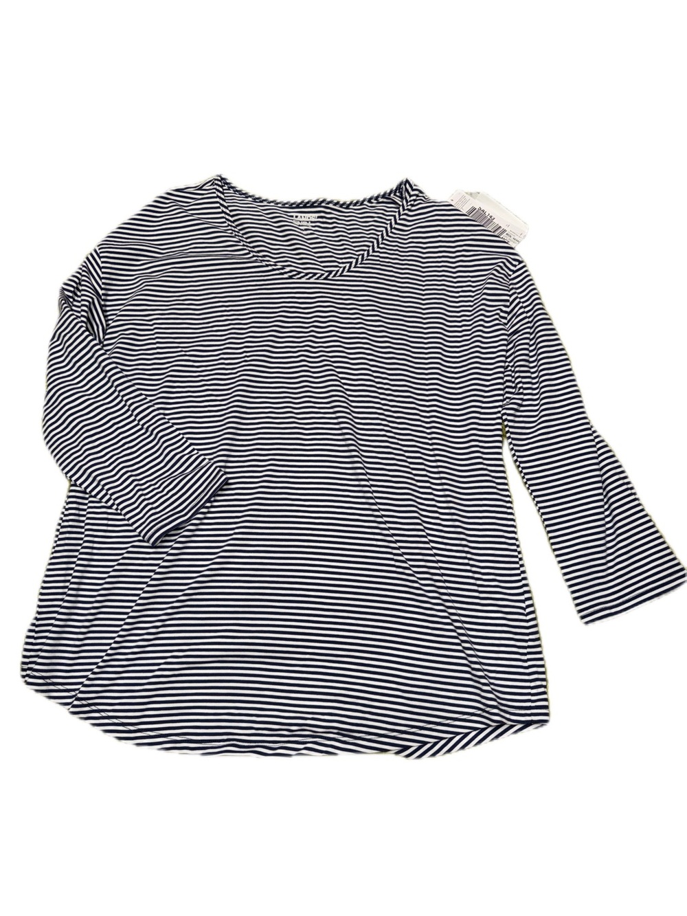 Lands' End Navy and White Striped Long Sleeve Tee